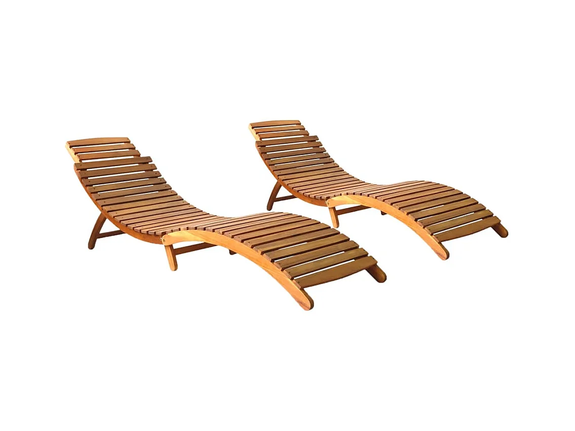 Chaises longues 2 pcs Bois d'acacia solide