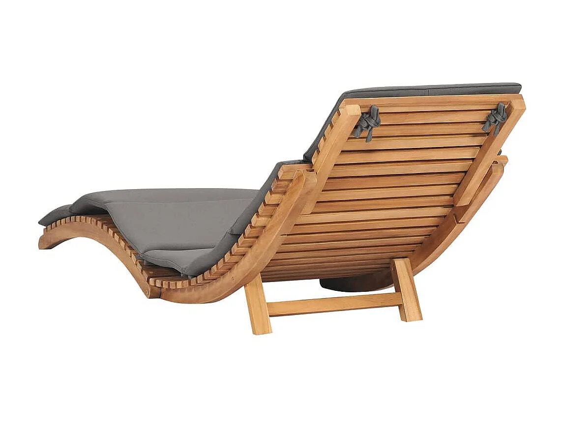 2 sedie a sdraio con cuscini. Legno massello di teak