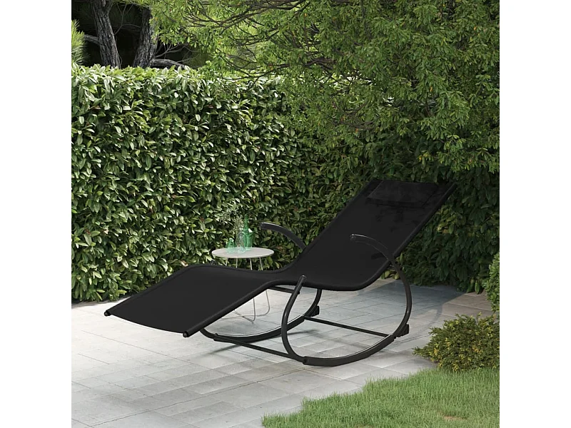 Sillón mecedora Acero negro y textilene