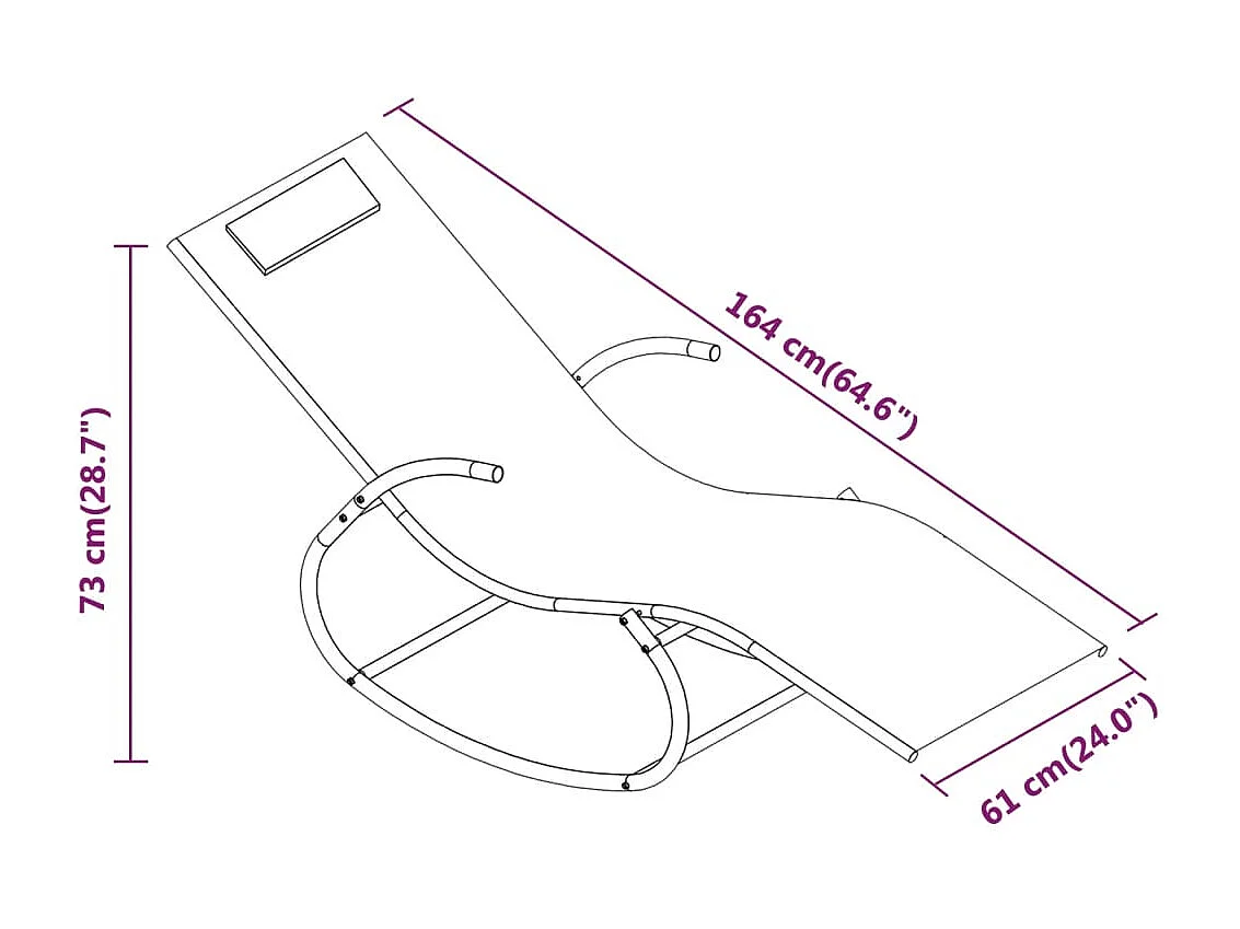 Chaise longue à bascule Noir Acier et textilène
