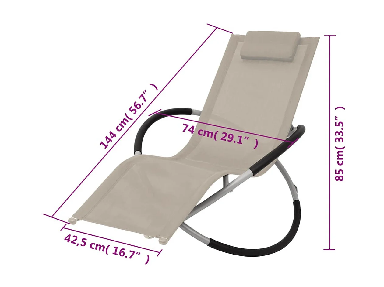 Chaise longue géométrique d'extérieur Acier Crème