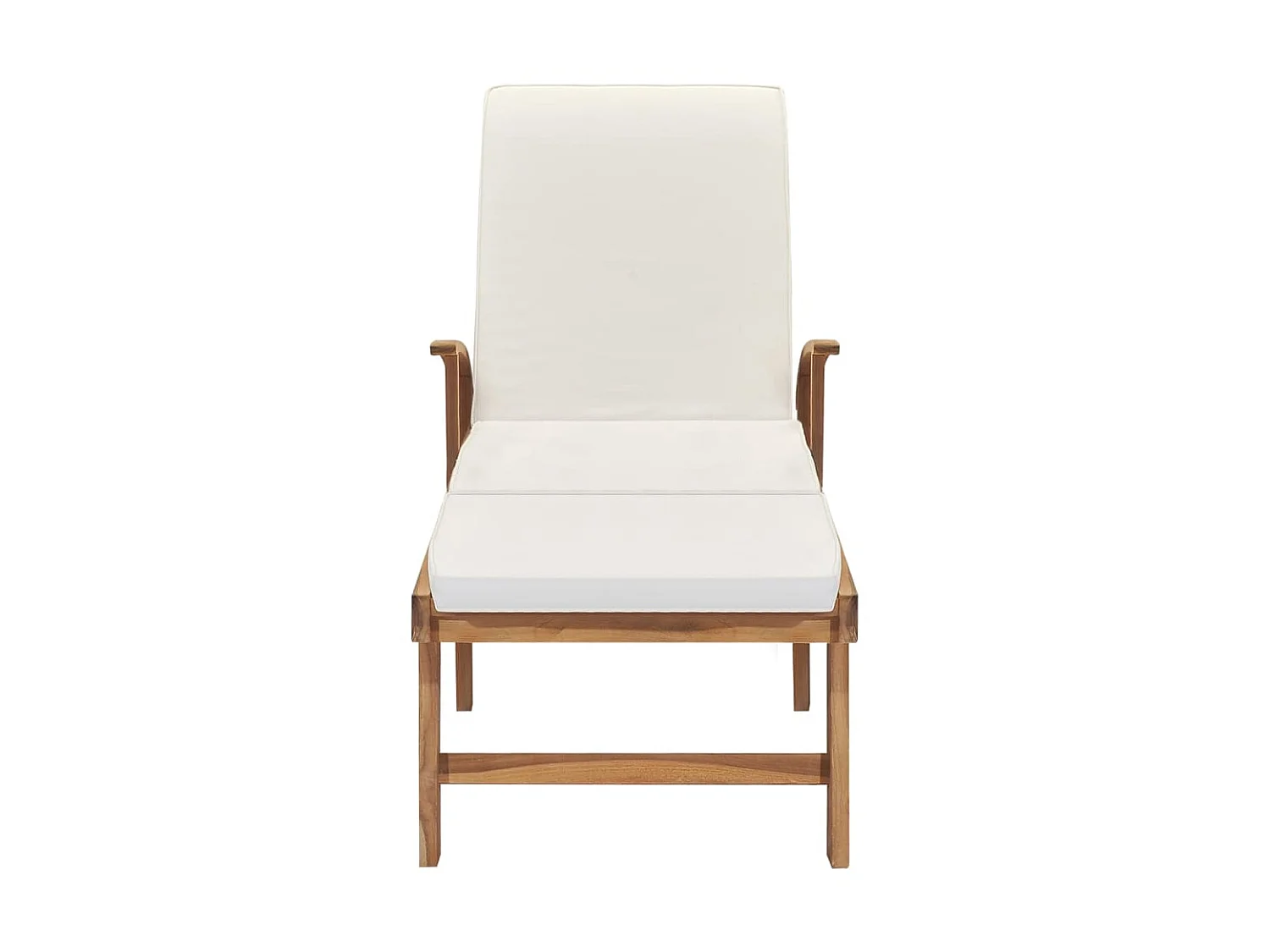 Chaise longue avec coussin Bois de teck solide Crème
