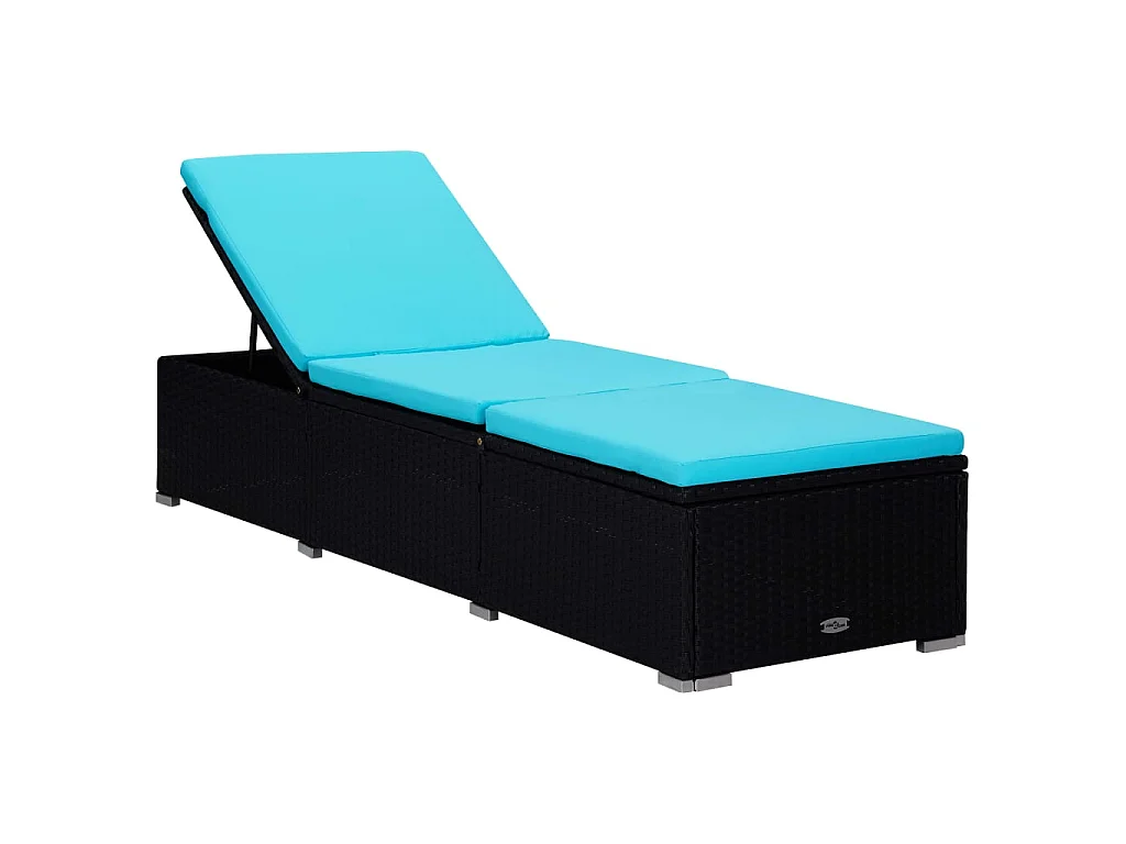 Loungestoel met kussen en theetafel Hars wicker Blauw