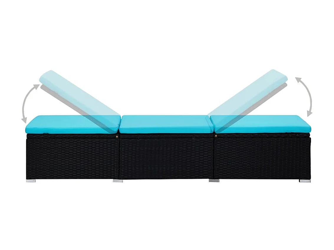 Espreguiçadeira com almofada e mesa de chá Resina vime Azul