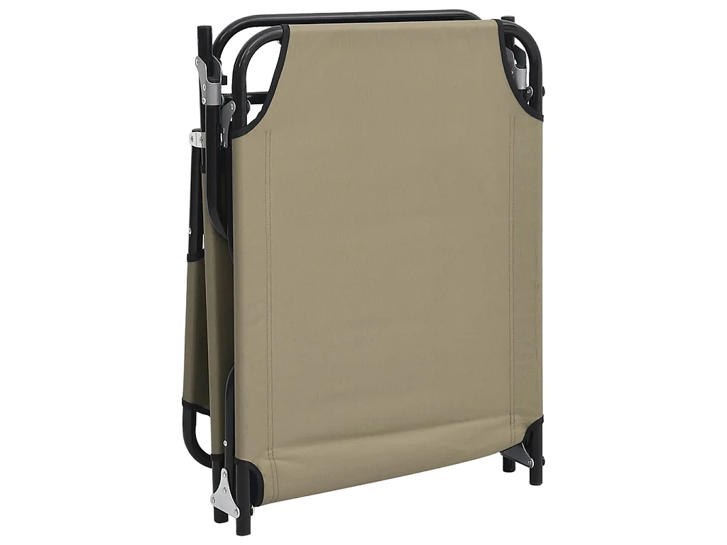 Chaise longue pliante taupe tissu oxford acier enduit de poudre