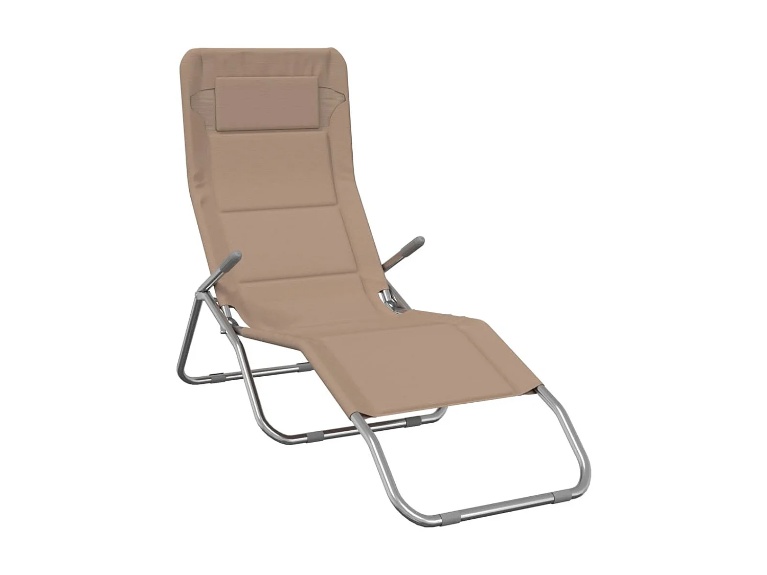 Chaises longues pliables 2 pcs taupe textilène et acier