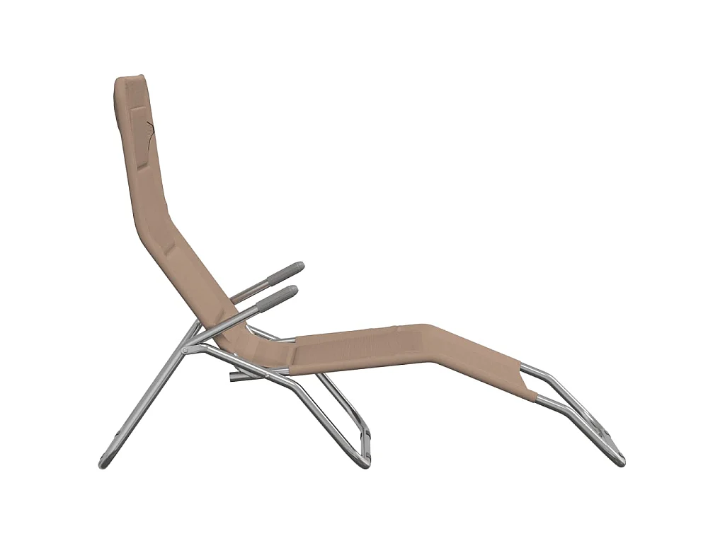 Chaises longues pliables 2 pcs taupe textilène et acier