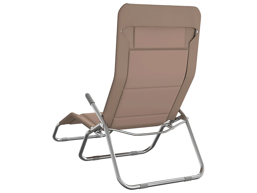 Chaises longues pliables 2 pcs taupe textilène et acier