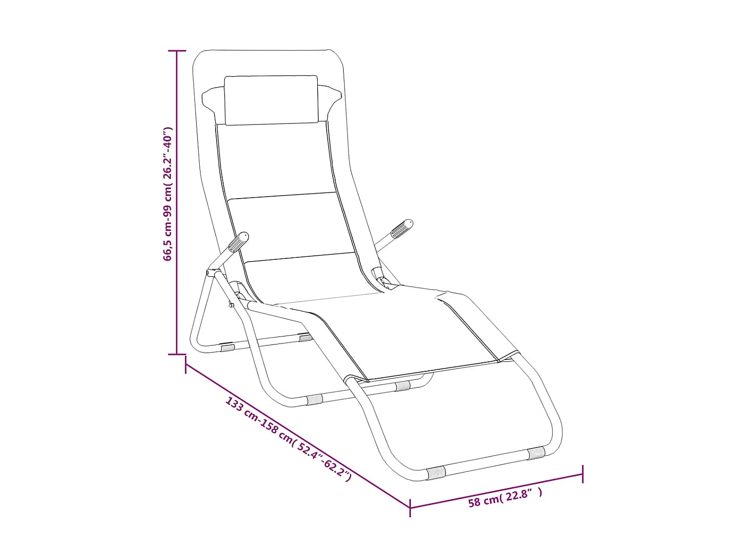 Chaises longues pliables 2 pcs taupe textilène et acier