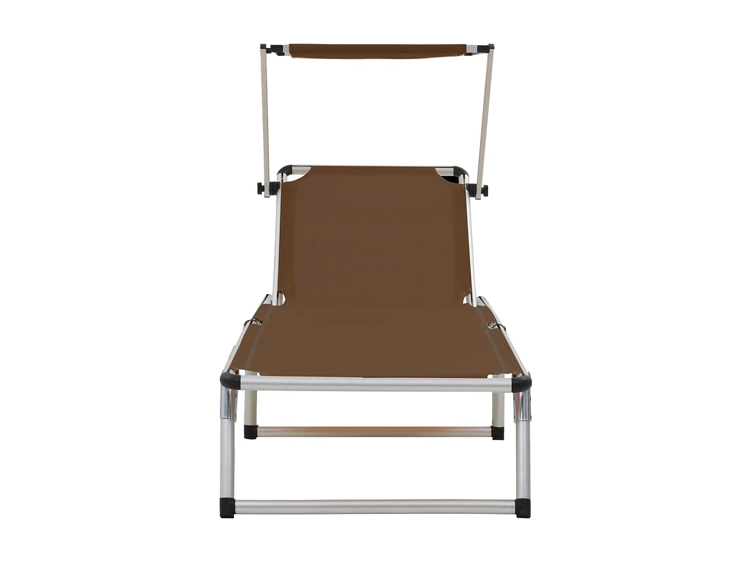Chaises longues pliables toit 2 pcs Aluminium textilène Marron