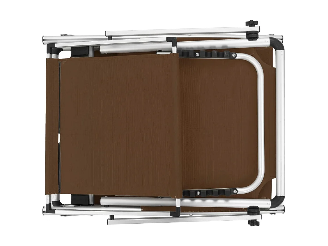 Chaises longues pliables toit 2 pcs Aluminium textilène Marron