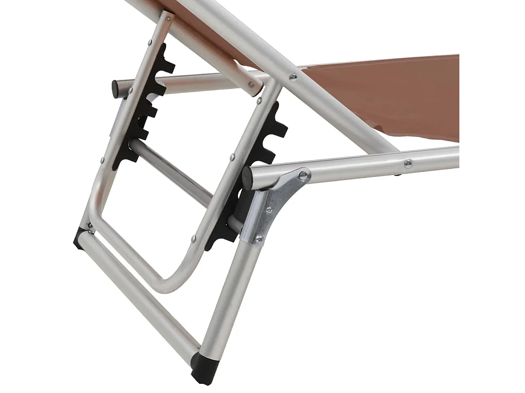 Chaises longues pliables toit 2 pcs Aluminium textilène Marron