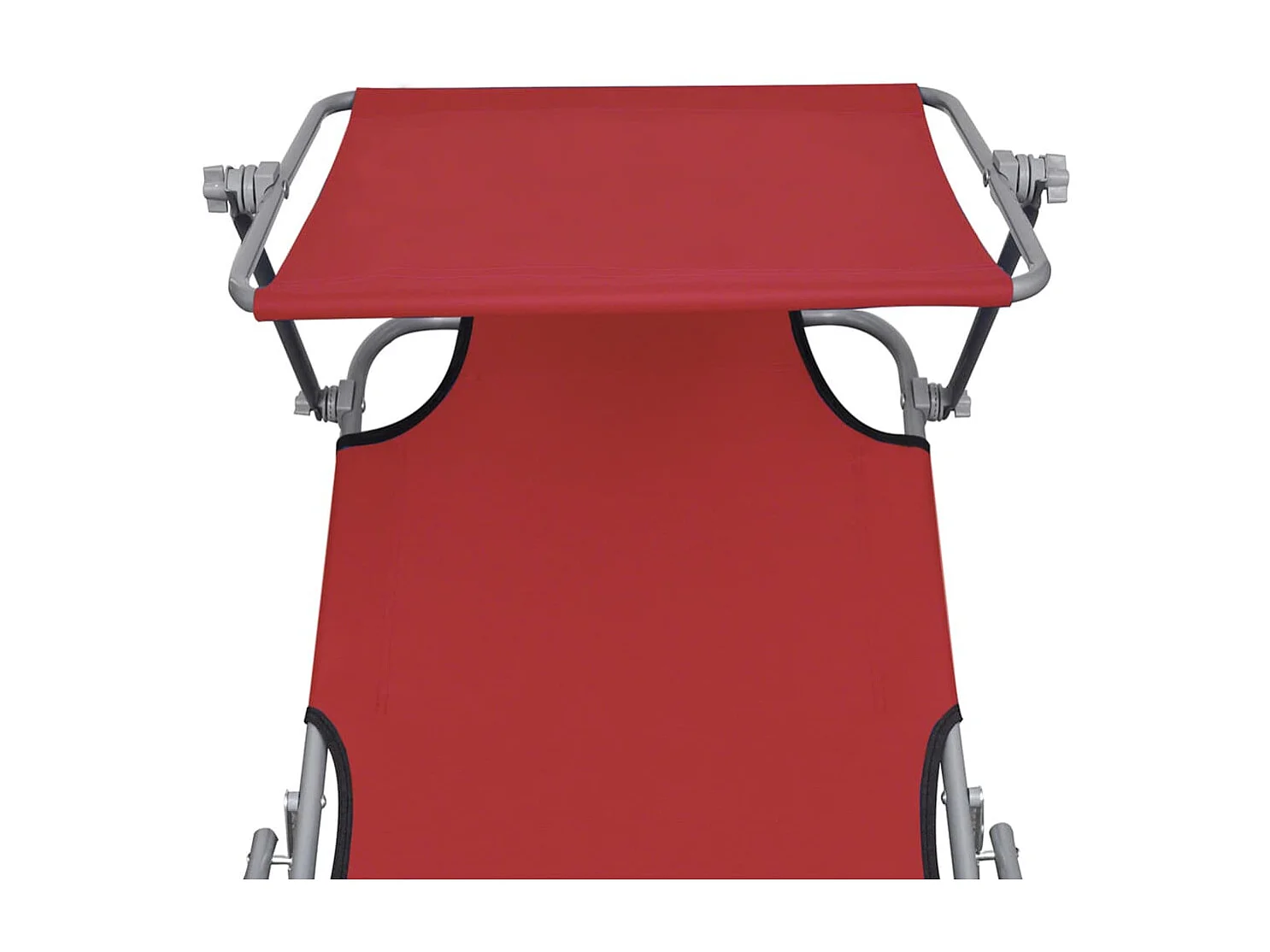 Chaise longue pliable avec auvent Rouge Aluminium