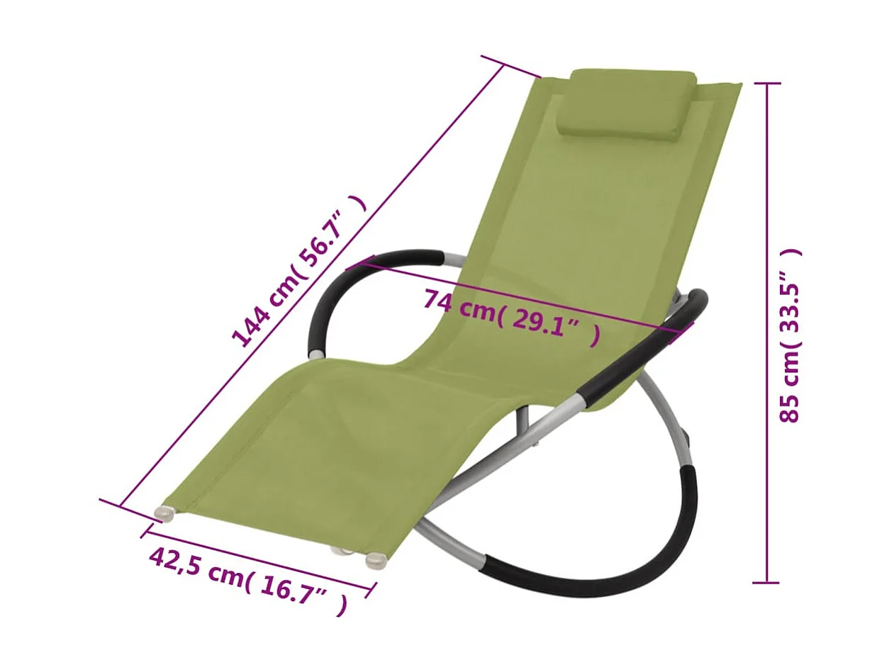 Chaise longue géométrique d'extérieur Acier Vert