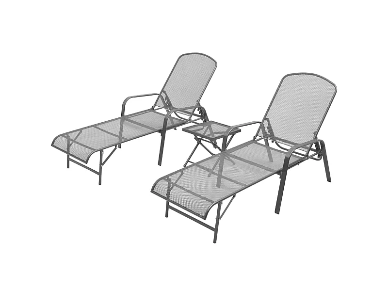 Chaises longues 2 pcs avec table Acier Anthracite