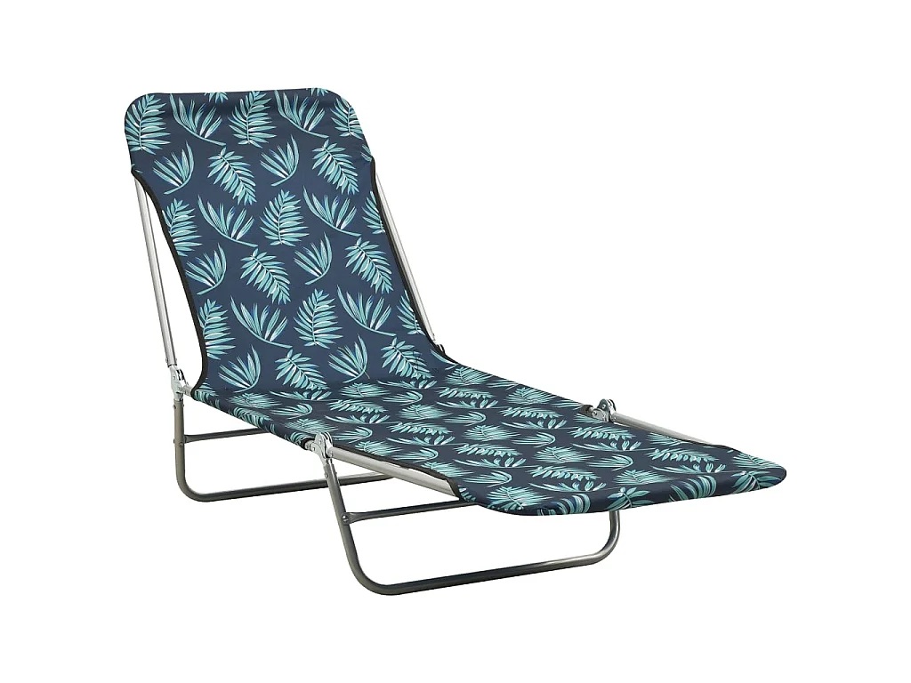Chaises longues pliables 2 pcs Acier et tissu Motif de feuilles
