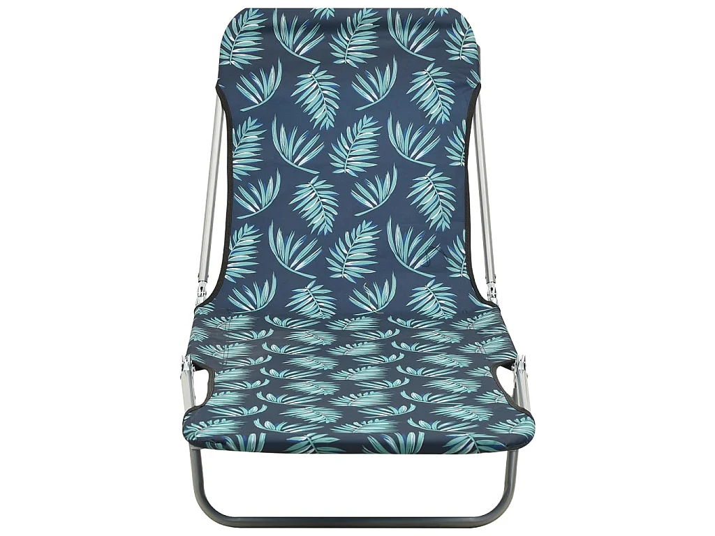 Chaises longues pliables 2 pcs Acier et tissu Motif de feuilles