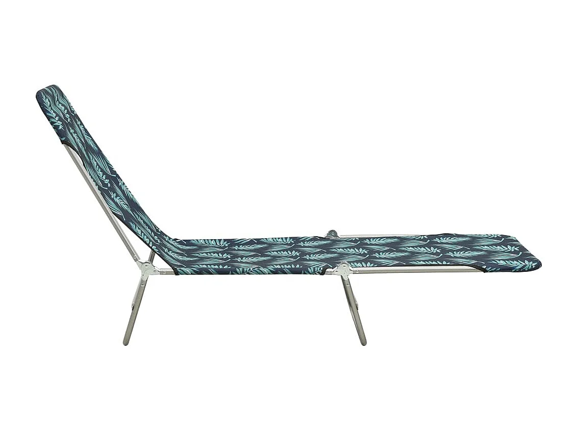 Chaises longues pliables 2 pcs Acier et tissu Motif de feuilles