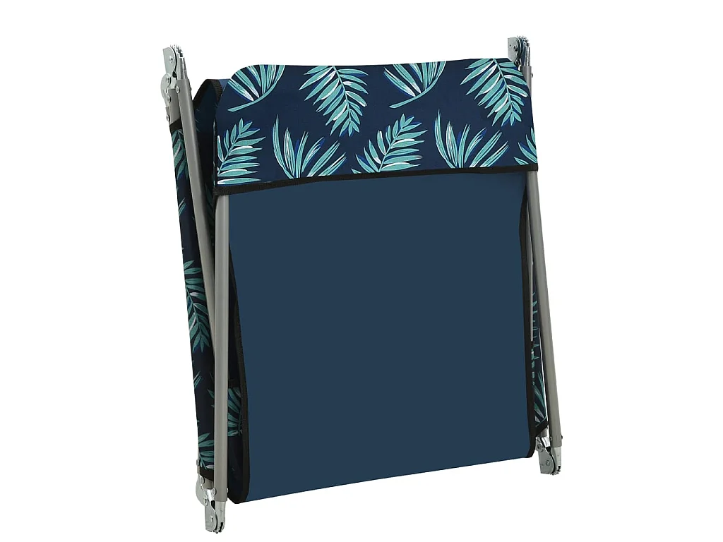 Chaises longues pliables 2 pcs Acier et tissu Motif de feuilles