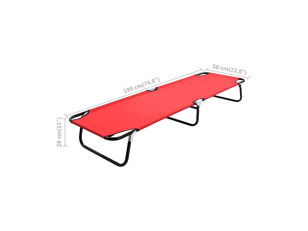 Chaise longue pliable Rouge Acier