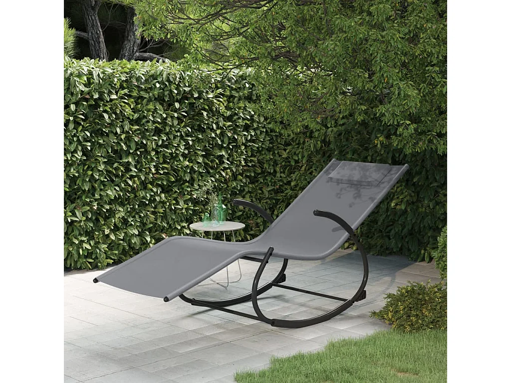 Chaise longue à bascule Gris Acier et textilène