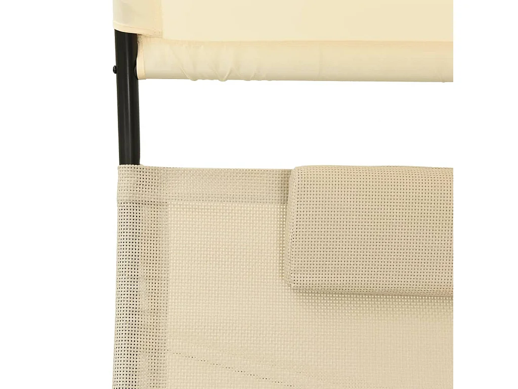 Chaise longue double avec auvent Textilène Crème