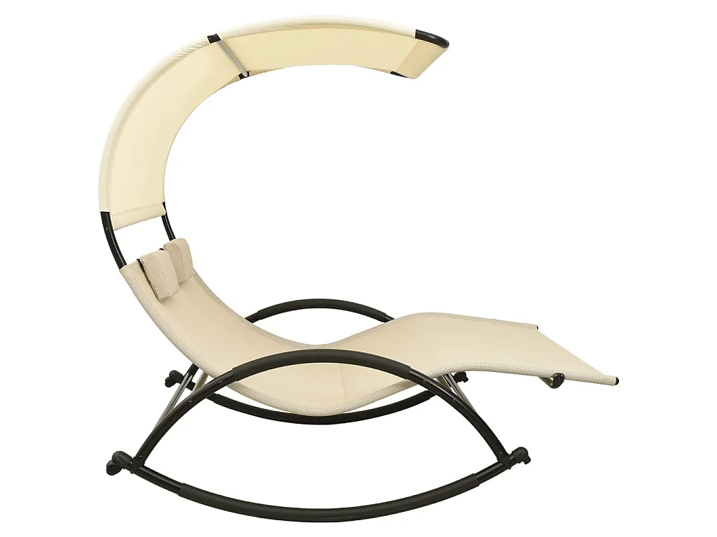 Chaise longue double avec auvent Textilène Crème