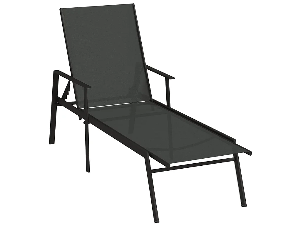 Chaise longue Acier et tissu textilène Noir