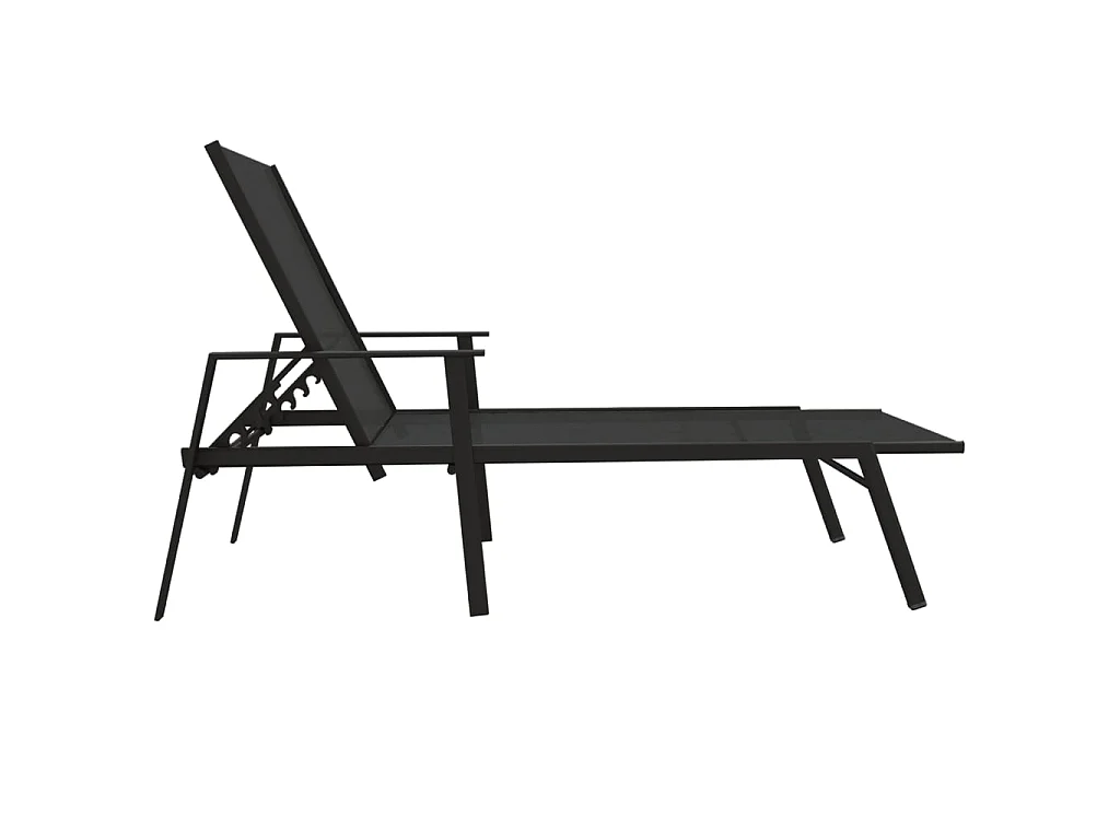 Chaise longue Acier et tissu textilène Noir