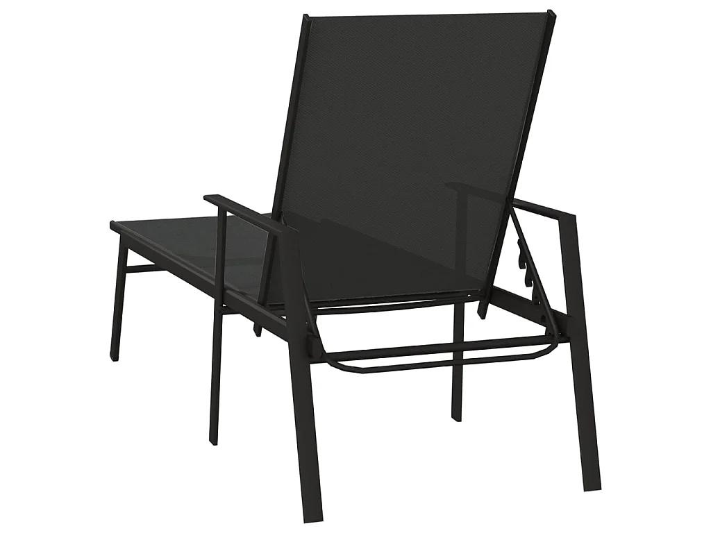 Chaise longue Acier et tissu textilène Noir