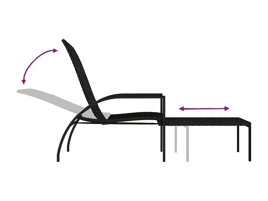 Sillones con reposapiés 2 piezas Resina mimbre Marrón