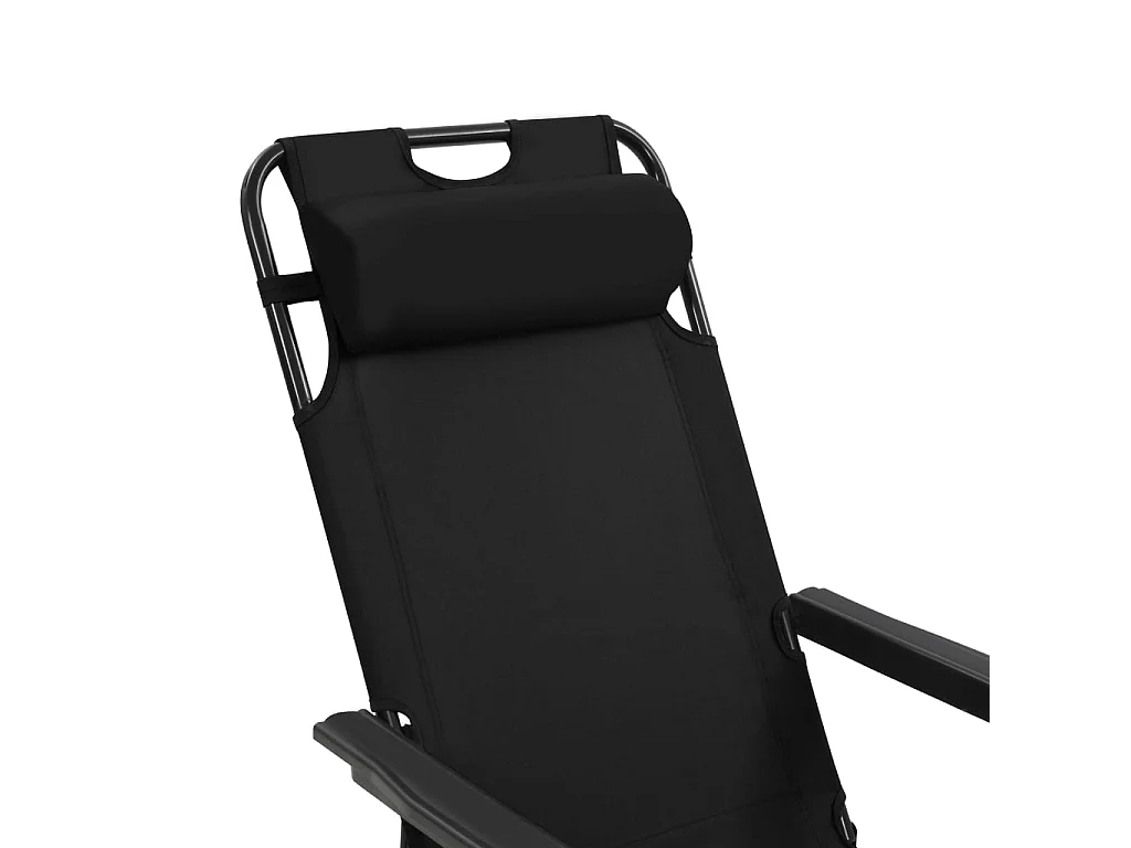 Chaises longues pliables 2 pcs avec repose-pied Acier Noir