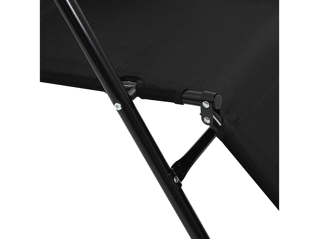 Chaises longues pliables 2 pcs avec repose-pied Acier Noir