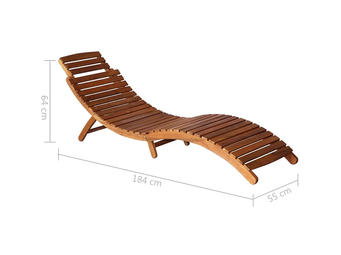 Chaise longue de jardin avec table et coussin Bois d'acacia