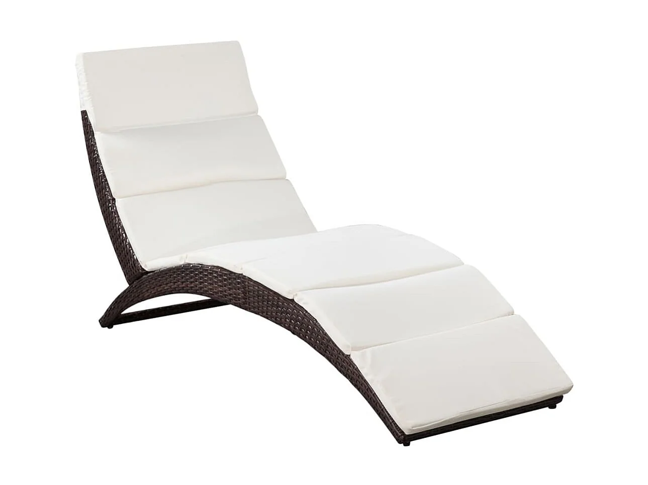 Chaise longue pliable avec coussin Résine tressée Marron