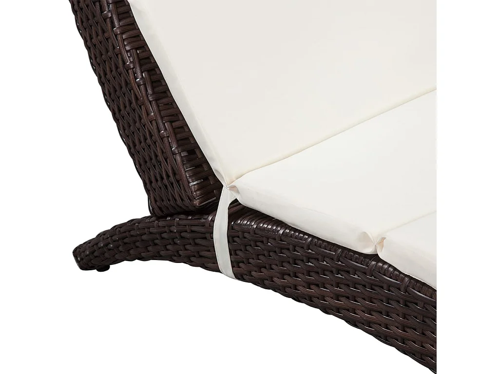 Chaise longue pliable avec coussin Résine tressée Marron