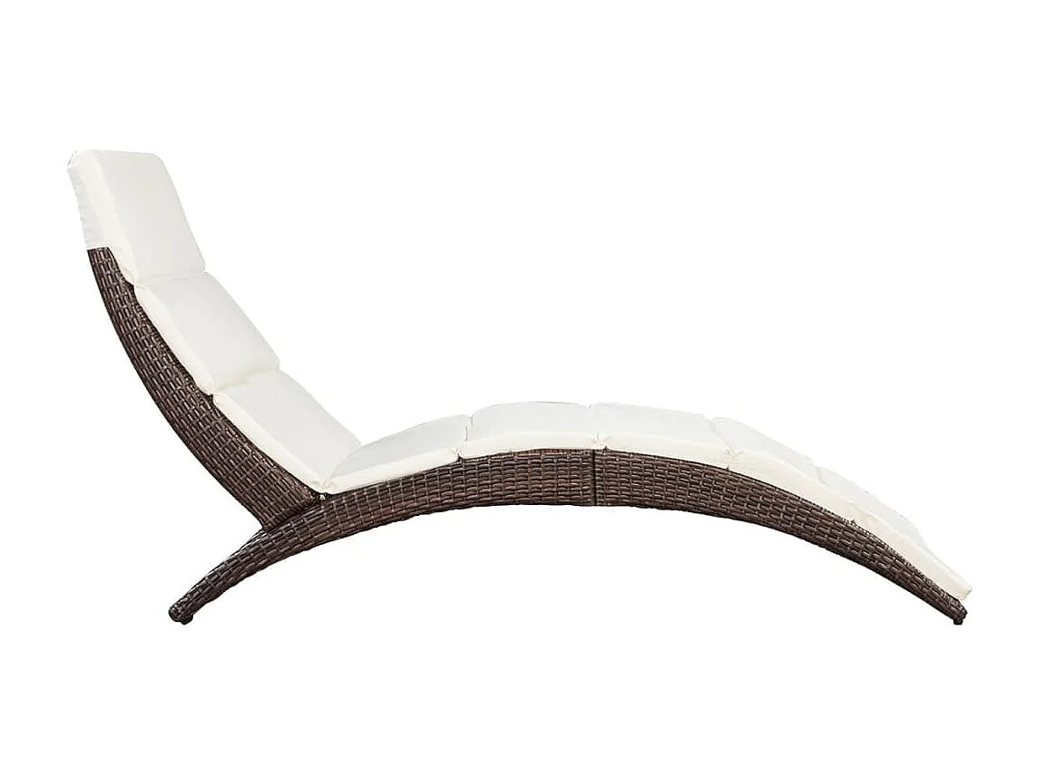 Chaise longue pliable avec coussin Résine tressée Marron