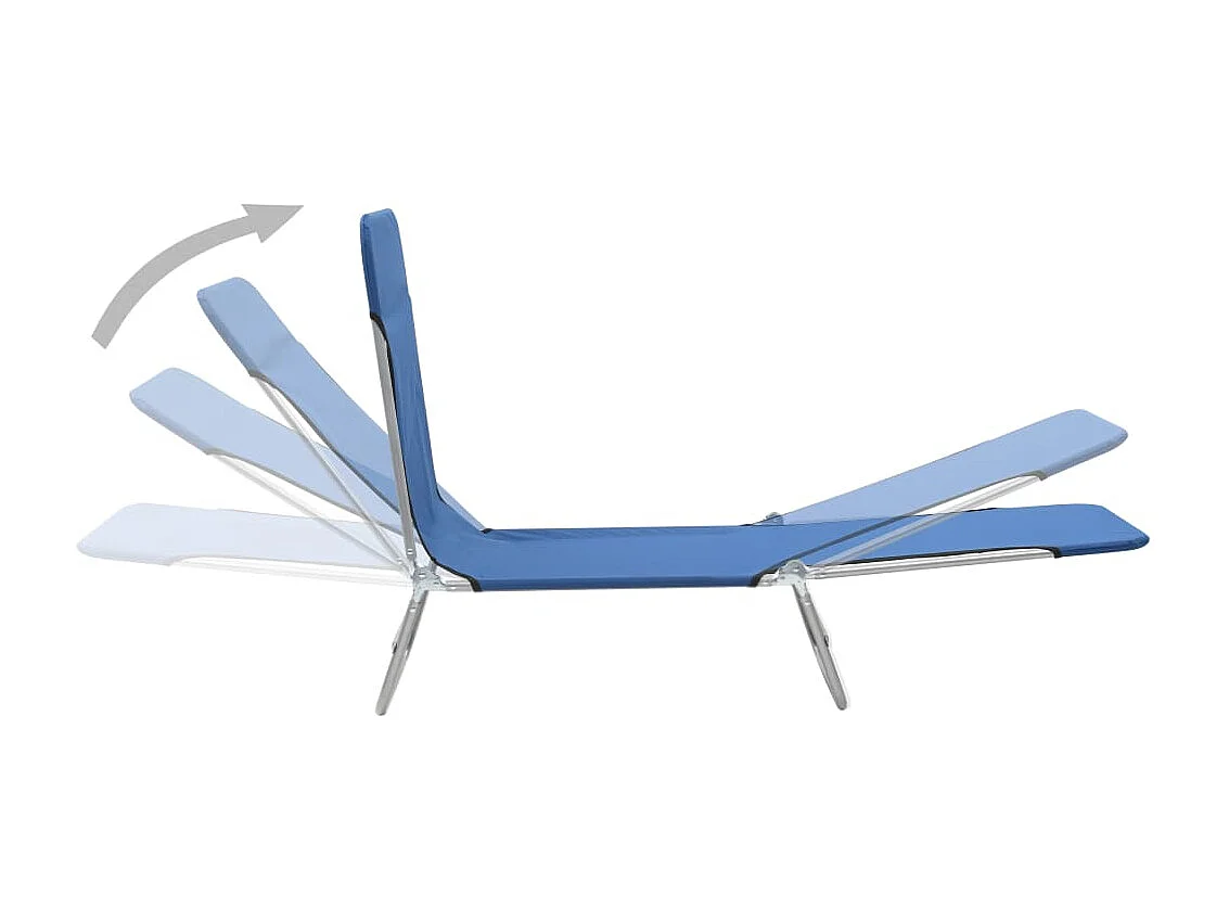 Chaises longues pliables 2 pcs Acier et tissu Bleu