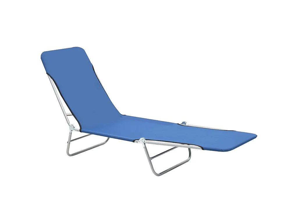 Chaises longues pliables 2 pcs Acier et tissu Bleu