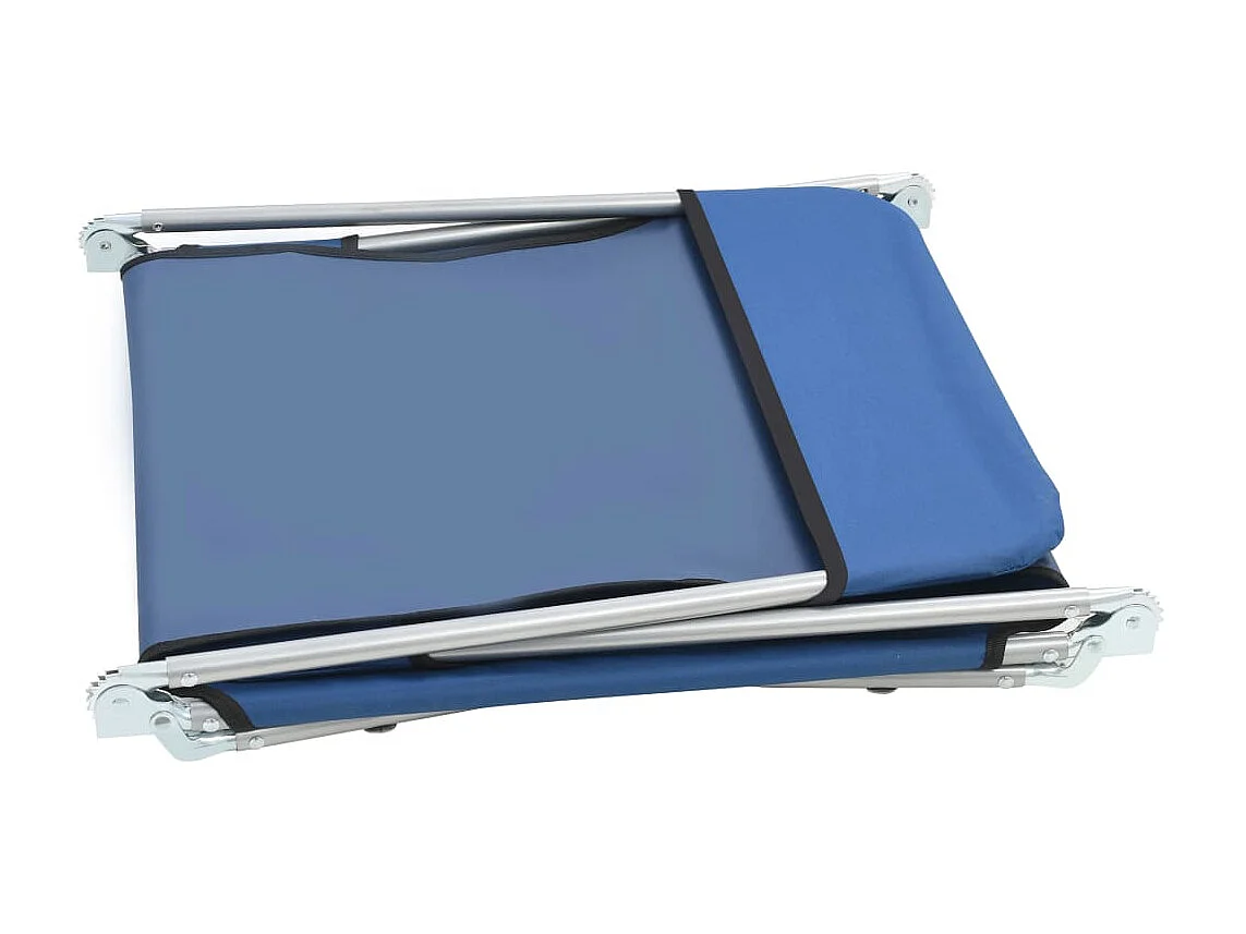 Chaises longues pliables 2 pcs Acier et tissu Bleu