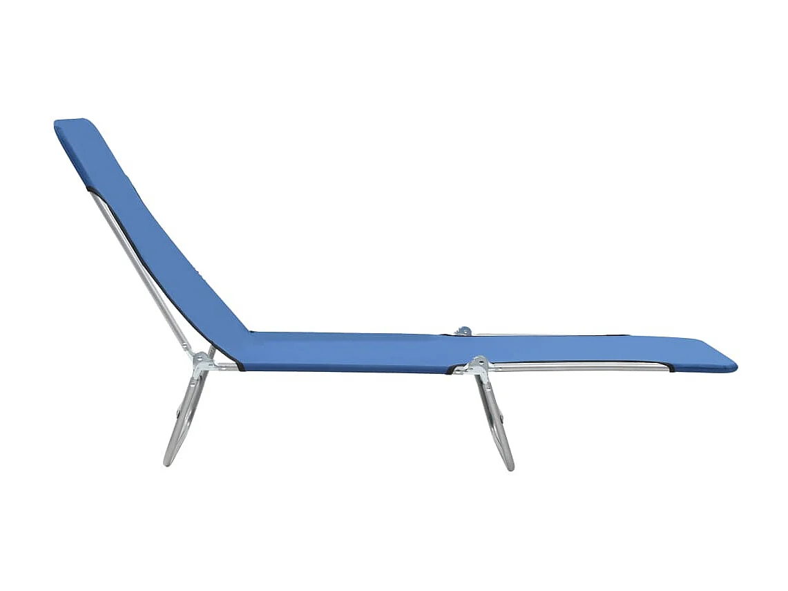Chaises longues pliables 2 pcs Acier et tissu Bleu