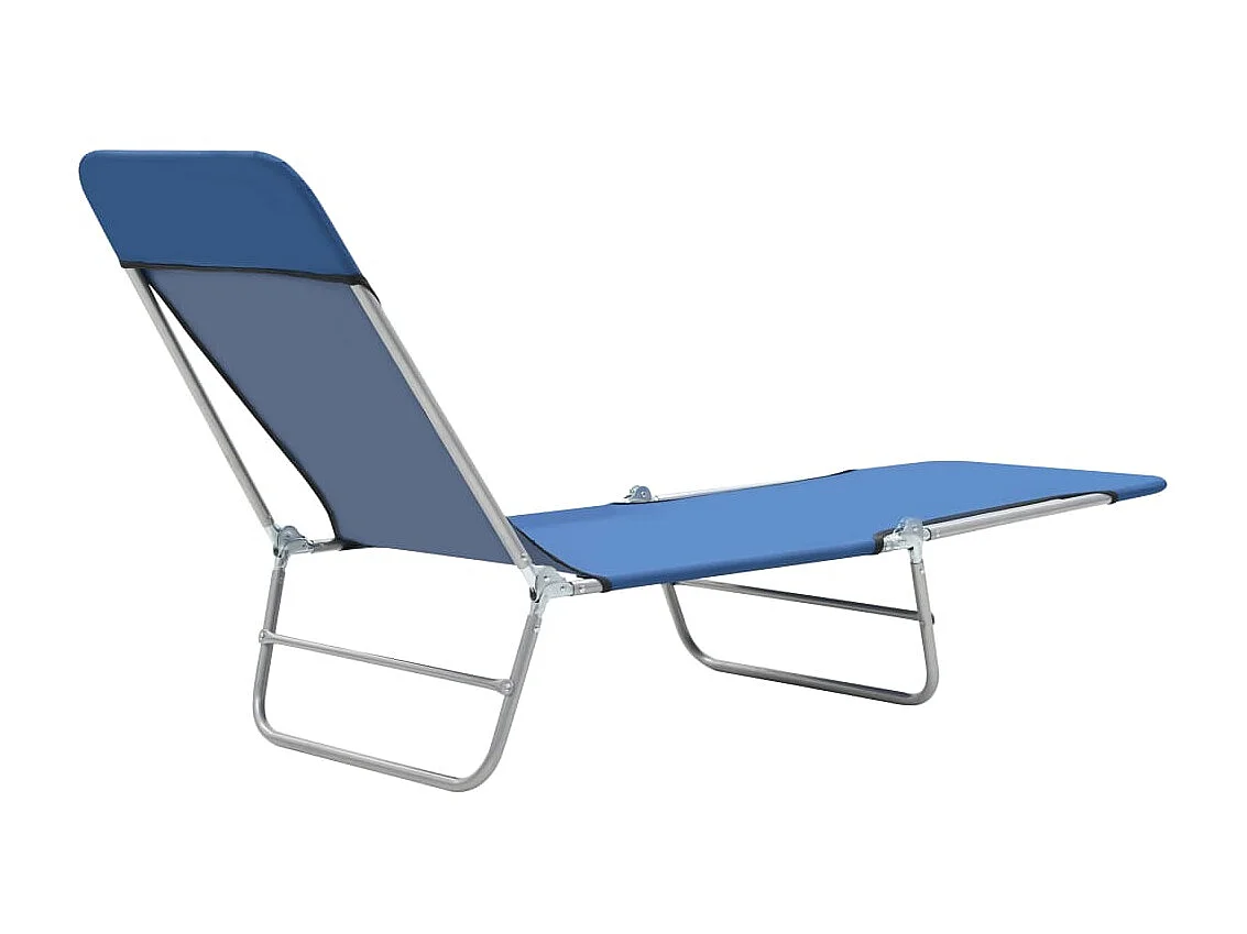 Chaises longues pliables 2 pcs Acier et tissu Bleu