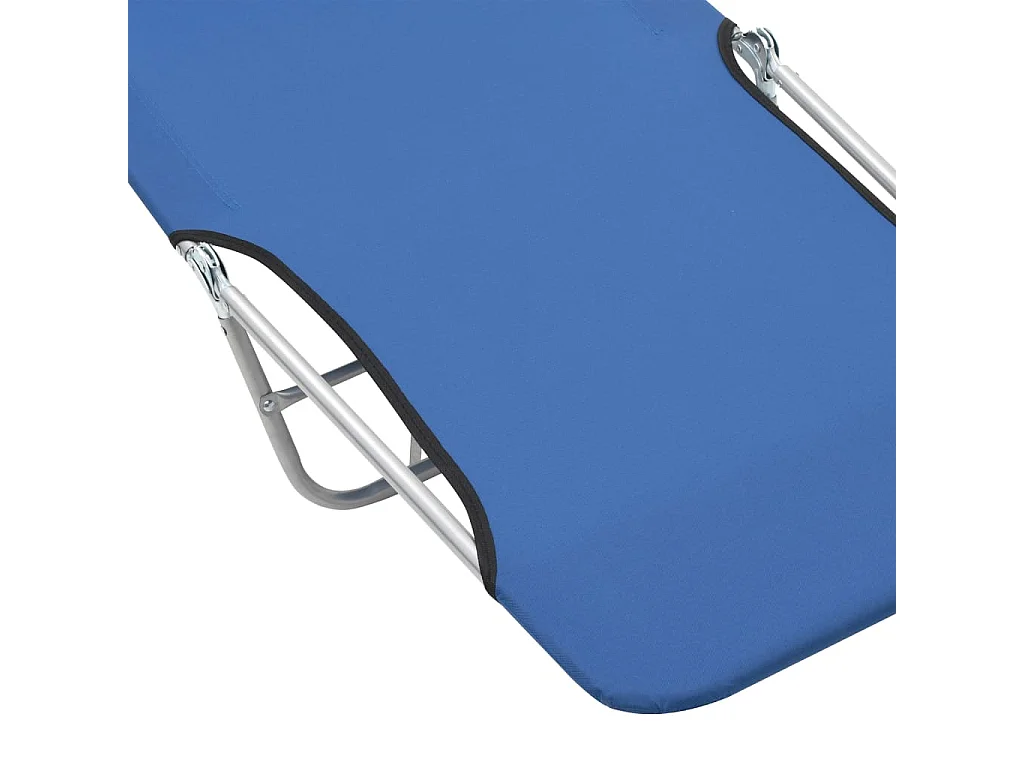 Chaises longues pliables 2 pcs Acier et tissu Bleu