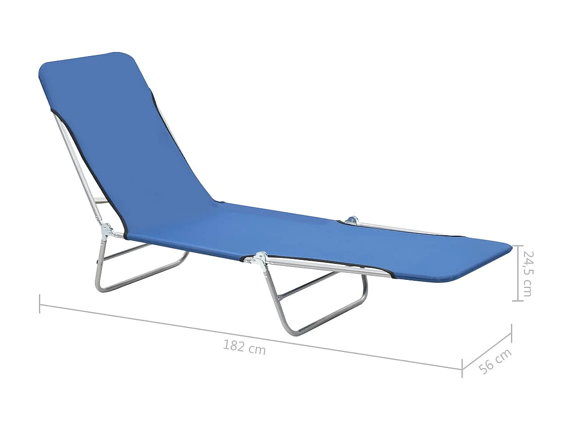 Chaises longues pliables 2 pcs Acier et tissu Bleu