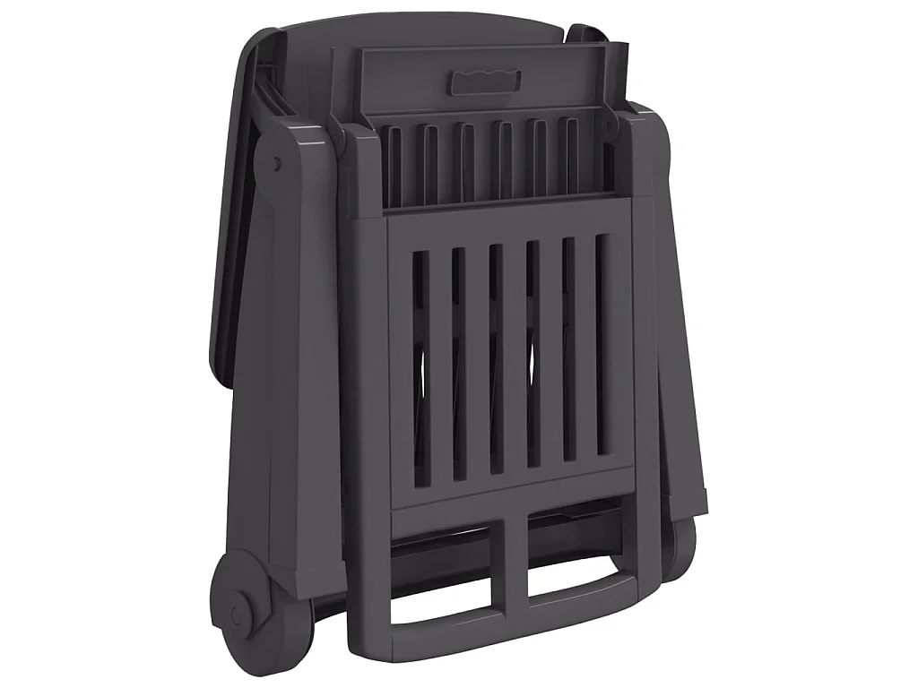 Chaise longue pliable avec roues anthracite PP