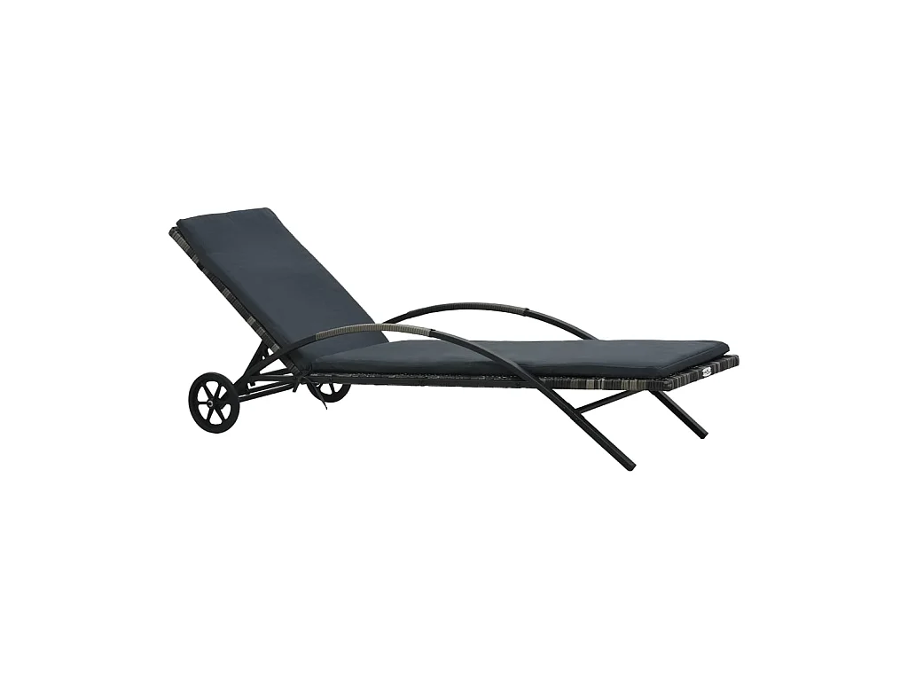 Chaise longue avec coussin et roues Résine tressée Anthracite