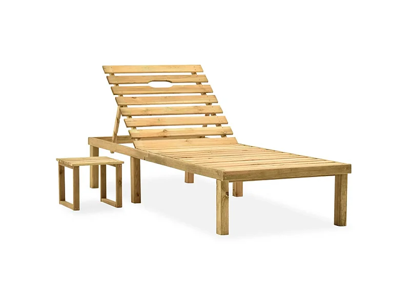 Chaise longue de jardin avec table Bois de pin imprégné