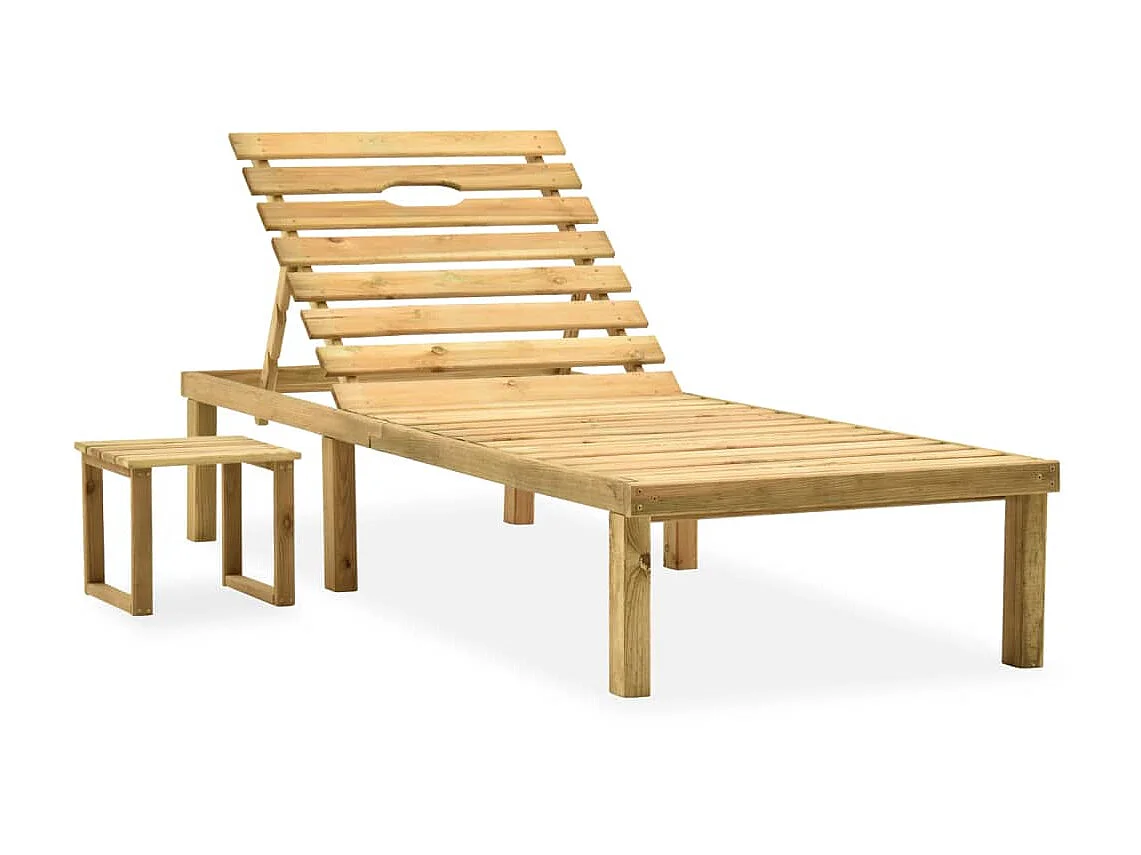 Chaise longue de jardin avec table Bois de pin imprégné