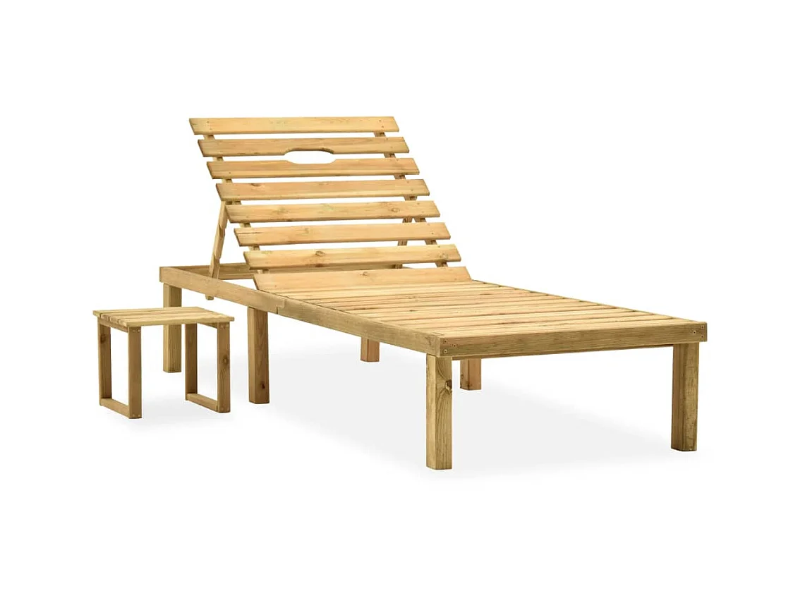 Chaise longue de jardin avec table Bois de pin imprégné