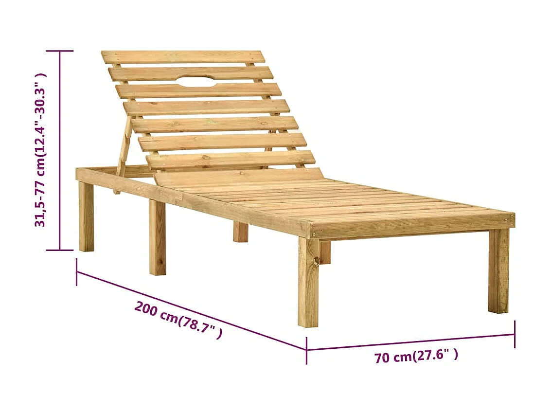 Chaise longue de jardin avec table Bois de pin imprégné